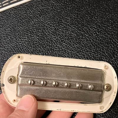 Vintage Pair Gibson P13 Pickup Set With Surrounds 1950’s Nickel Harmony Silvertone image 5