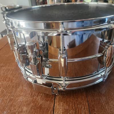 Ludwig LM411 Super-Sensitive (changed over to P85)6.5x14" 10-Lug Aluminum Snare Drum 1980's- Chrome-Plated image 5