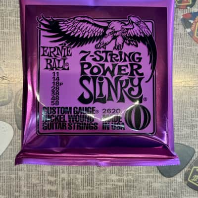 Ernie Ball Power Slinky Nickel Wound 7-String Electric Guitar Strings 11-58 Gauge image 1
