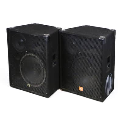 1990s JBL MR 838 3-Way Large Studio Live PA Monitors Black Carpet Cabinets 18” 10” Horn Speakers Bass Monitor Set image 1