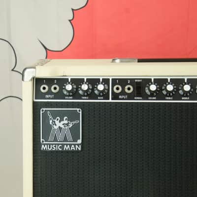 Vintage Music Man 210 HD-150 Cream Pinwale Tolex Tube Guitar Amp, Heavy Duty Speakers image 3