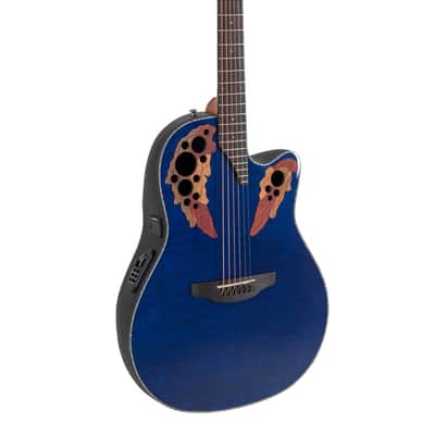 Ovation Celebrity Elite Plus E-Acoustic Guitar CE44P-8TQ Blue Transparent Quilt (CE44P-8TQ-G) image 2