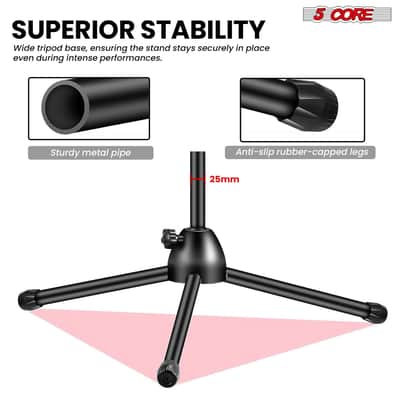 5 Core Microphone Stand Set 2 Pack with Adjustable Tripod Base and Boom Arm image 5