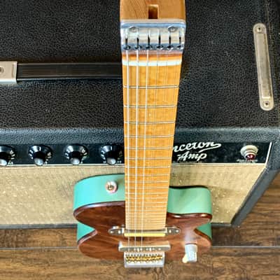 Island Espeto Custom 2020 Natural/Teal Redwood Top, Dual-Pickup Headless Guitar (Mint Condition) image 7