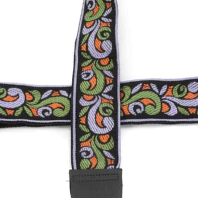 LM Retro-Style Jacquard Weave Guitar Strap - Purple Wah Wah image 3
