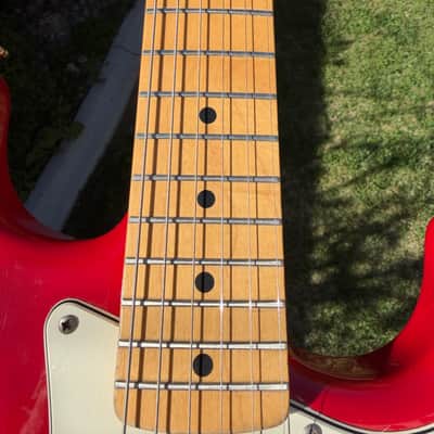 Vintage 1987 E series Fender Squier MIJ Standard Stratocaster with System I Tremolo in Red image 9