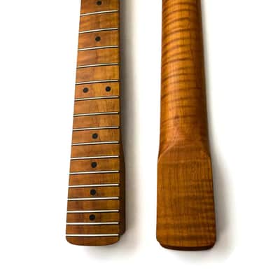 Roasted Flame Maple Strat-Style Guitar Neck, 9.5" Radius, Roasted Maple Fretboard image 2