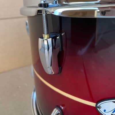 Pearl Masters Maple Complete 13"x9" Rack Tom W/ Super Hoop & Optimount - Red Burst Stripe image 7