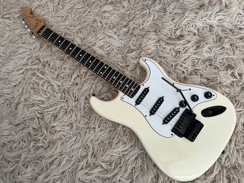 Vintage 1985 Fender Squier Stratocaster White MIJ Japan Floyd | Reverb