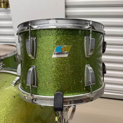 Vintage Ludwig 3-ply 13, 16, 24 - ORIGINAL Green Sparkle drum set image 2