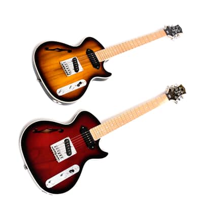 BootLegger Guitar Single Barrel Brown Red Black Burst Custom Case & Flask P90 & Single Coil image 19