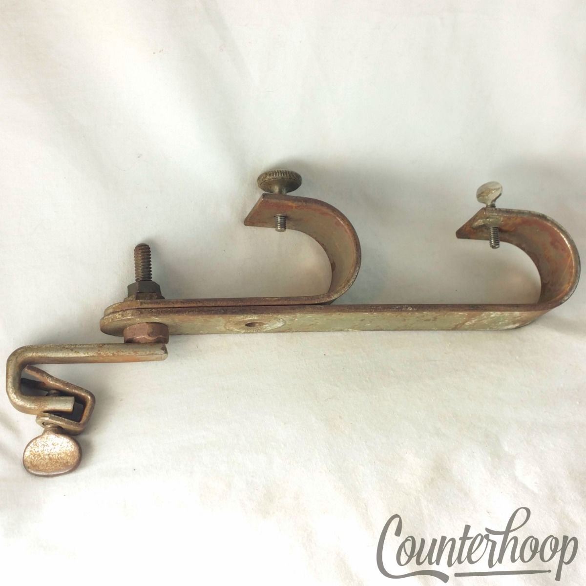 Ludwig 2x Tubular Wood-Block Mount Clamp-On Bass Drum Hoop Nickel Vintage 20s — main photograph