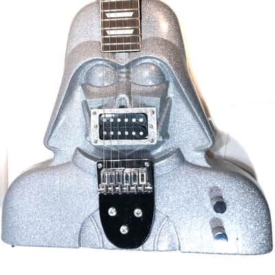 Electric guitar made out of a vintage Darth Vader action figure case Star Wars heavy metal guitar The Sith Sparklecaster 2022 Silver sparkle image 1