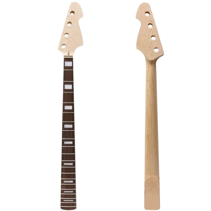 Maple Replacement Electric Bass Guitar Neck, 4-String 20 Fret 34'' Scale Length 38mm Nut and 64mm Heel Rosewood Fretboard Bolt On Unfinished Bass Neck DIY Installation & Repair image 1