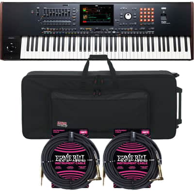 Korg Pa5X-76 76-Key Workstation, Gator GK-76 Case, (2) ErnieBall 1/4 Bundle