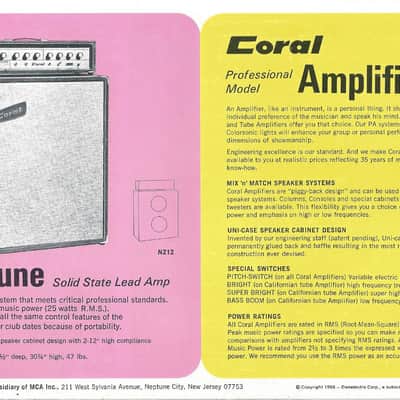 Vintage 1968 Danelectro Coral Catalog Brochure Guitars and Amplifiers Fold out image 2