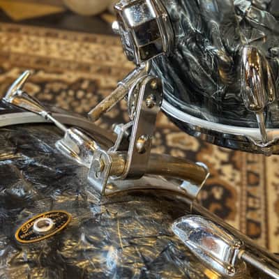 VINTAGE 1960's-70's Slingerland Mixed Era Drum Set in Black Diamond Pearl - 14x20, 9x13, 16x16 image 5