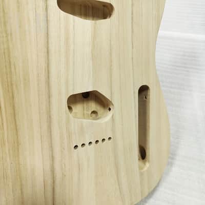 Unfinished Paulownia Wood Guitar Tele Style Body, String Through Bridge image 13