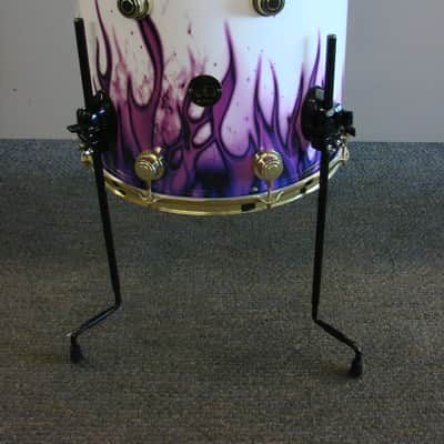 DW Drums Collector's Custom Ordered USA 6pc Drum Kit White & Purple Flames image 11