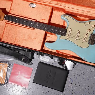 Fender Masterbuilt Andy Hicks Fat 64 Strat Brazilian Rosewood Journeyman Relic Aged Daphne Blue Josefina Pickups image 2
