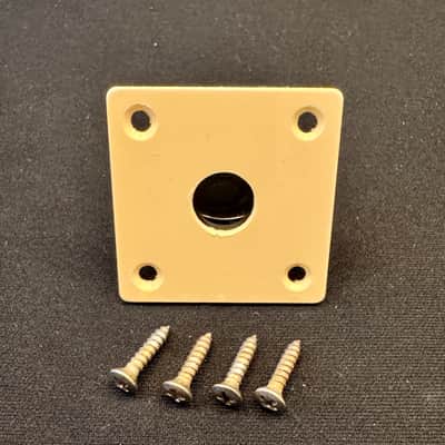 Gibson Custom Shop Reissue OEM Square Jack Plate Historic Spec Layered ABS Vintage Light Cream with Aged Screw Set image 2