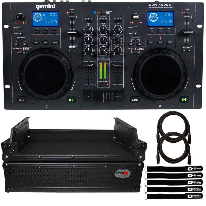 Gemini CDM-4000BT CD/MP3/USB DJ Media Player Mixer Controller, Black Flight Case image 1