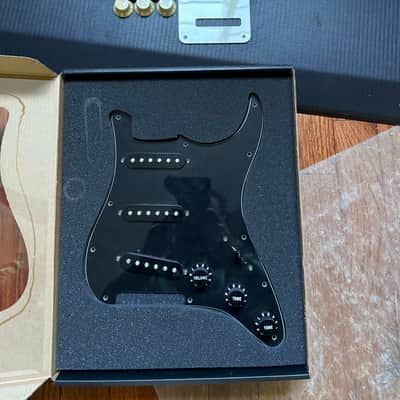 Fender Stratocaster MIM Pickups and Wired Pickguard - Black on Black (2004) image 1