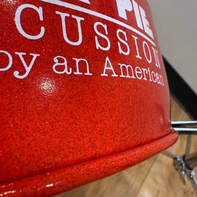 ~NEW!~ Pork Pie Round Drum Throne in Green Sparkle Top with Red Sparkle Side image 4