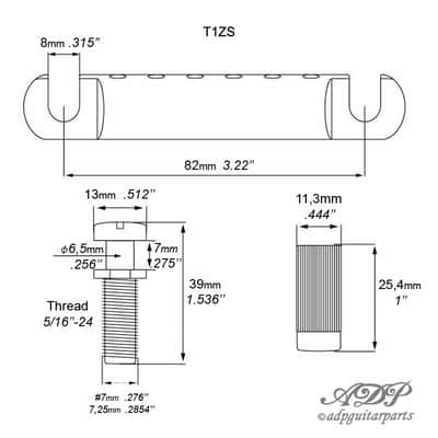 TonePros T1ZS-C Stop Tailpiece Lockable style Gibson Stoptail US 5/16–24 Thread image 2