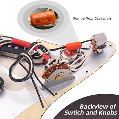 Prewired Loaded Pickguard,Electric Guitar Pickguard with SSS Guitar Pickup Set, for 3-ply Stratocaster Pick Guard Loaded High Output Alnico V Single Coil Humbucker Replacement Parts image 6