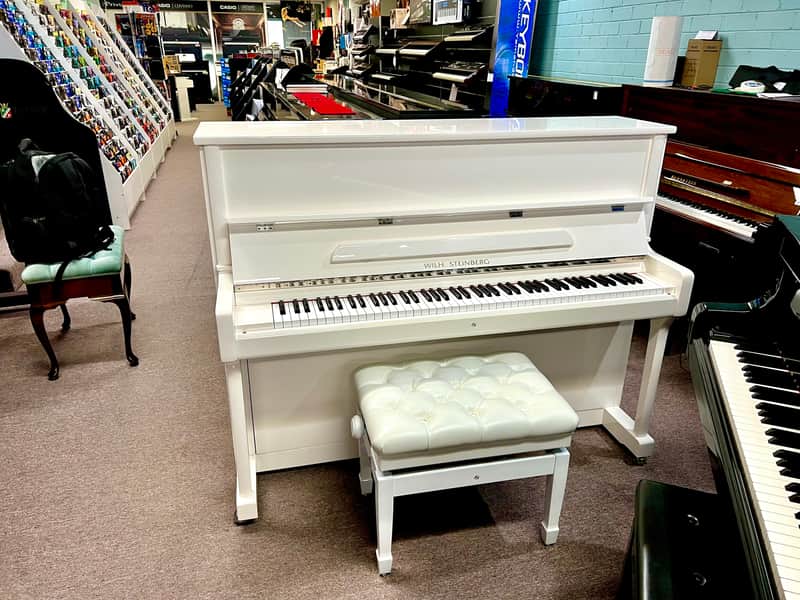 WILH.STEINBERG P118CW Upright Piano White - white snow image 1