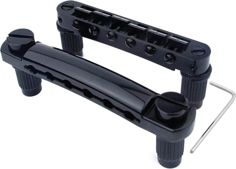 Guitar Tune-O-Matic Bridge and Stop Bar Tailpiece Combo with Anchors and Studs Replacement Compatible with LP SG EPI 6 String Electric Guitar Black image 1