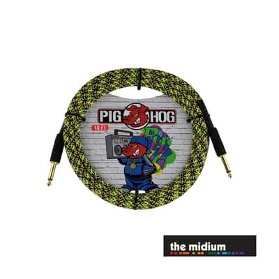 Pig Hog Graffiti Series 1/4" TS Instrument Cable – Yellow Graffiti – (Multiple Lengths) - PCH10GYW 10' (10 ft.) image 1