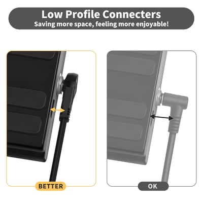 6 Pack 12 Inch Guitar Patch Cables Gold Plug, 30 cm Black Guitar Pedal Cable Effect Cable Cord, 1/4" inch TS Low Profile Right Angle Patch Cable for Guitar Effect Pedal image 4