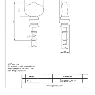 Grover #3W Champion™ Ukulele Pegs (3 Series) image 6