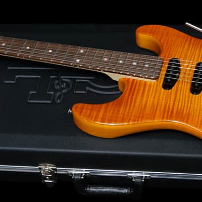 G&L USA Legacy Deluxe Guitar in Honeyburst over Premium Flamed Maple Top image 3