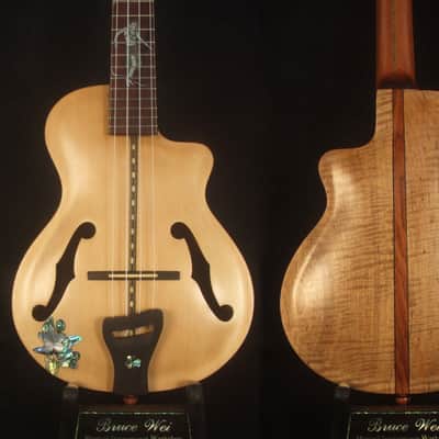 Bruce Wei Carved ARCHTOP Solid Spruce, Curly Maple Tenor Ukulele Hula Girl Inlay UAC17-2034 image 1