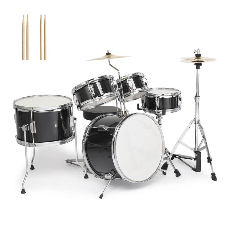 New Ktaxon 5-Piece Junior Drum Set with Genuine Brass Cymbals Pedal 14"x10" image 1