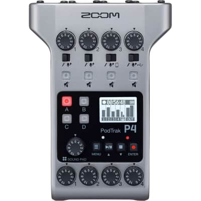Zoom PodTrak P4 Portable Podcast Recorder with 2x Rode Podmic Dynamic Podcast Microphone and Essential Podcast Accessories image 3