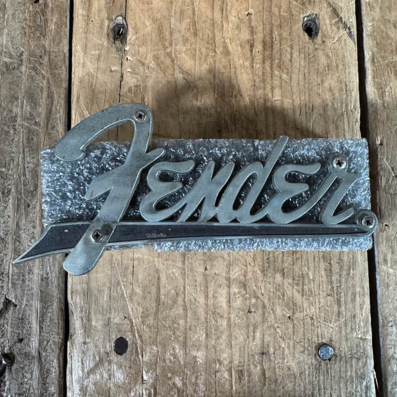 Fender Amplifier Logo Flat Brown and White amps With Screws 1960 1961 1962 1963 image 1
