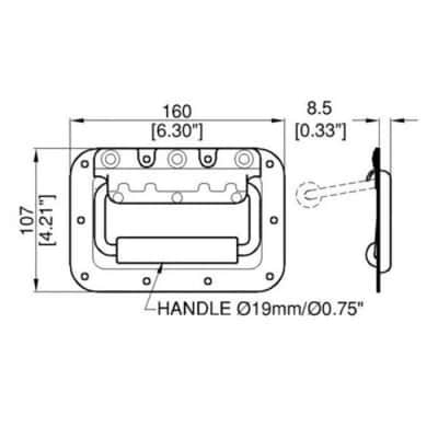 2 MR DJ HR100C Spring Loaded Recesses Handle Medium Spring Loaded Recessed Heavy Duty Chrome Flight Case Speaker Cabinet Road Case Handle image 5