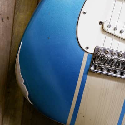 Keith Holland Custom S-ANS #1319 - Ocean Turquoise Metallic Nitro w/ "Z-28" Gold Stripe with Hard Case image 13