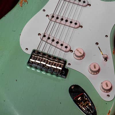 Fender CS 70th Anniversary 1954 Strat Relic 1-P QMN SFA Limited Fat 2025 - Super-Faded Aged Surf Green image 20
