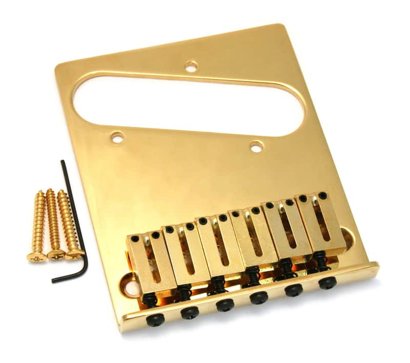099-0807-200 Fender American Series Gold Tele Offset Saddle Bridge image 1