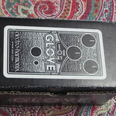 lightly handled Electro-Harmonix EMPTY CARDBOARD BOX and original Owner's Manual ONLY for OD Glove Overdrive (NO pedal, NO warranty / registration paperwork) 2010s - BOX: cardboard - OUTER AREAS: gray // GRAPHIC: black & white, also purple & white image 7