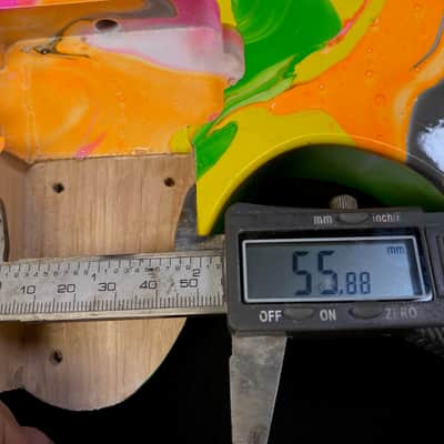 Neon multicolor swirled alder 6 string Jem style guitar body, LEFTY, HxH, AANJ, rear route- RB215 image 8