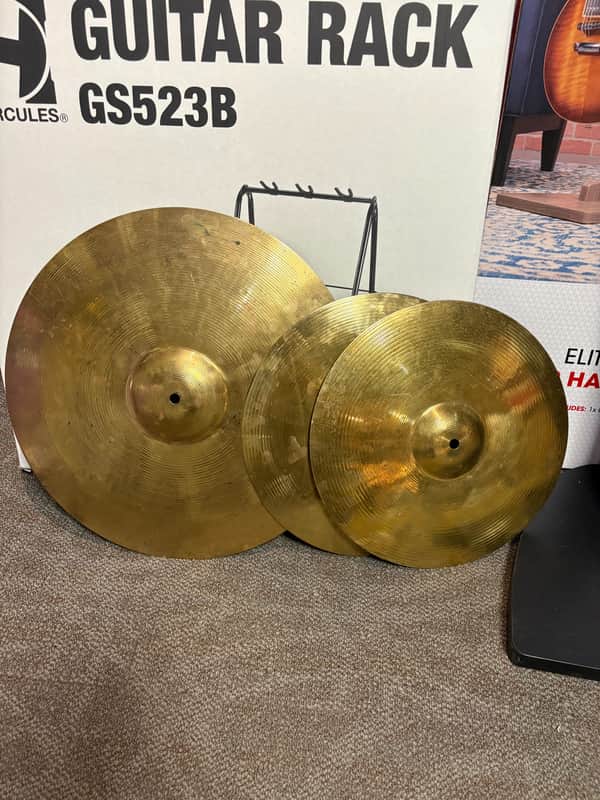2 Piece Brass Cymbal Pack - 14" Hi-Hats & 18" Crash Ride image 1