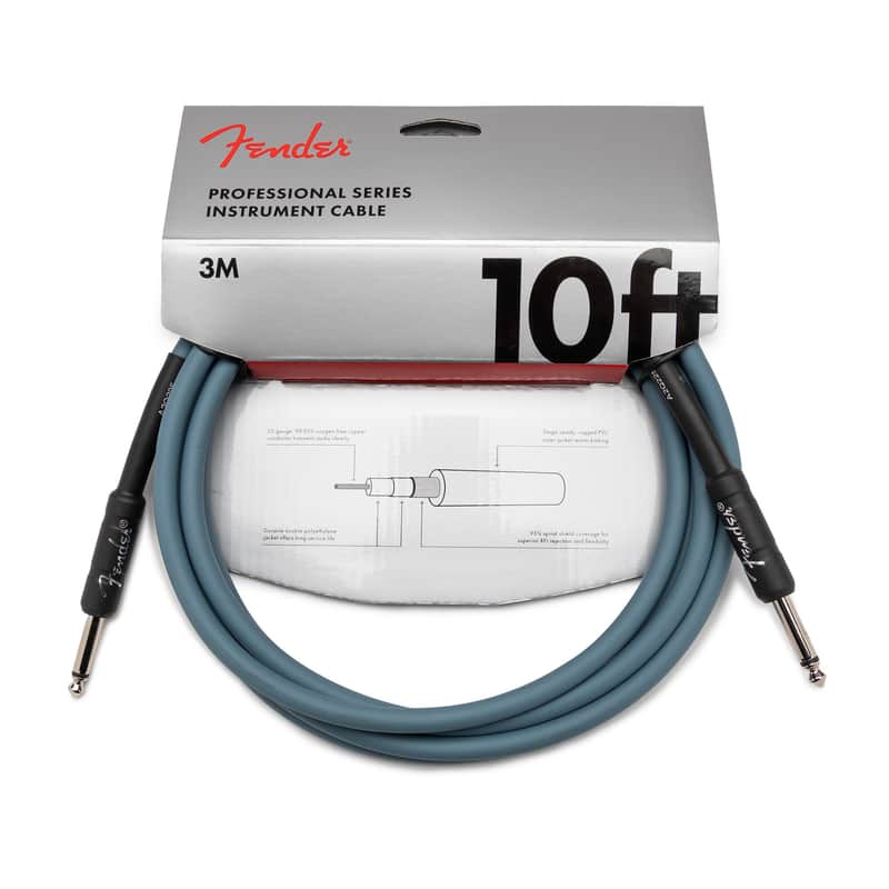 Fender Professional 10 Feet Instrument Cable (Ice Blue Metallic) image 1