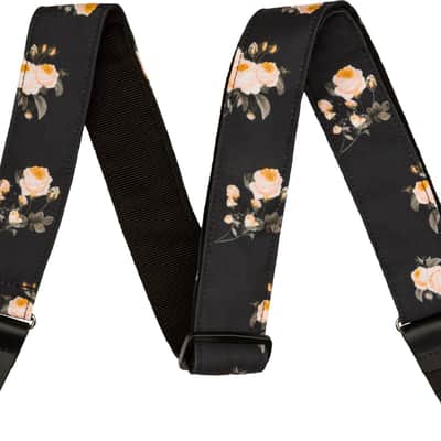 099-0638-006 Genuine Fender Floral Vintage Rose Black Strap 2" Guitar/Bass
