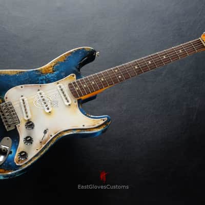 Fender Stratocaster Midnight Blue Pelham Dark Blue Heavy Relic Aged by East Gloves Customs image 8